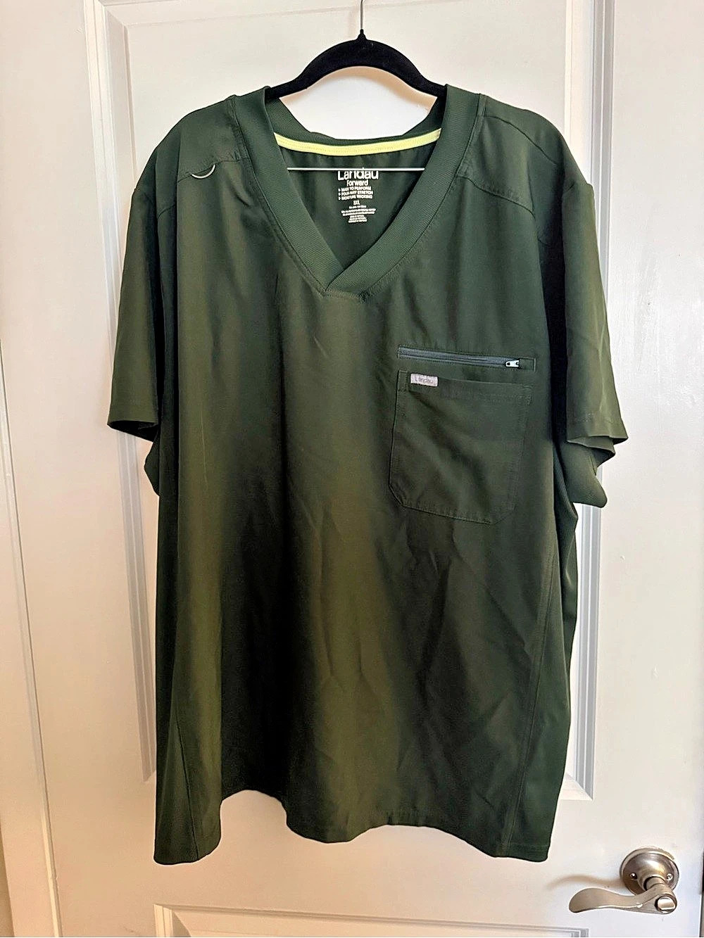 Landau Men Green Scrub Set 3XL V-Neck Chest Pocket 2XL Drawstring Pants